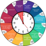 Grafik Sypmtome bei einem Burnout Syndrom, 12 Stufen Uhr Grafik Sypmtome bei einem Burnout Syndrom, 12 Stufen Uhr